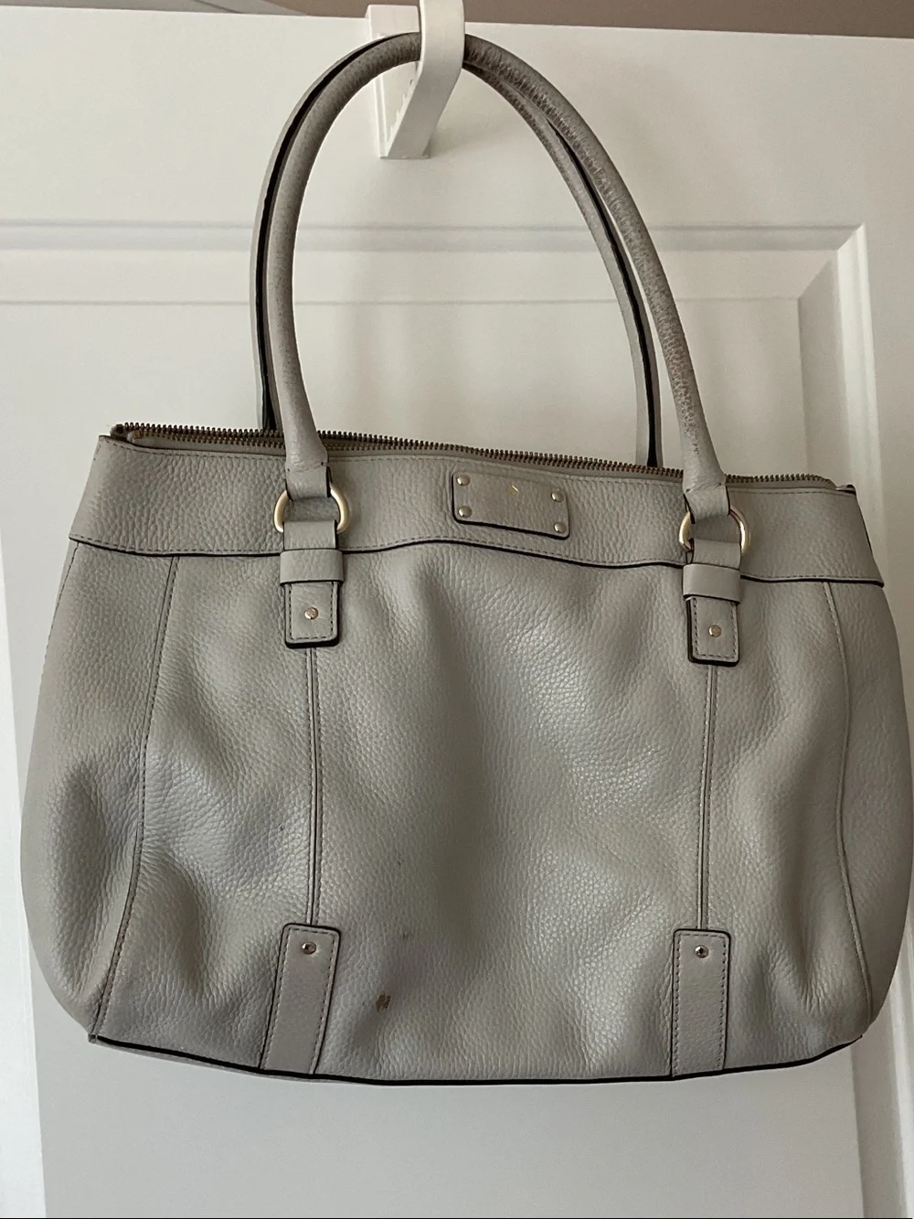 kate spade Light Gray Pebbled Leather Tote